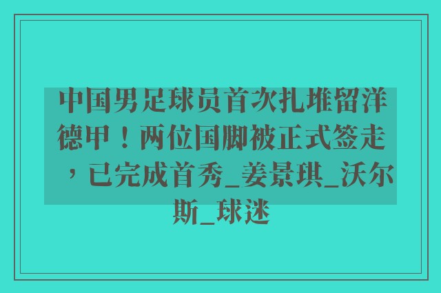 中国男足球员首次扎堆留洋德甲！两位国脚被正式签走，已完成首秀_姜景琪_沃尔斯_球迷