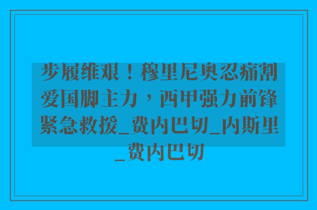 步履维艰！穆里尼奥忍痛割爱国脚主力，西甲强力前锋紧急救援_费内巴切_内斯里_费内巴切