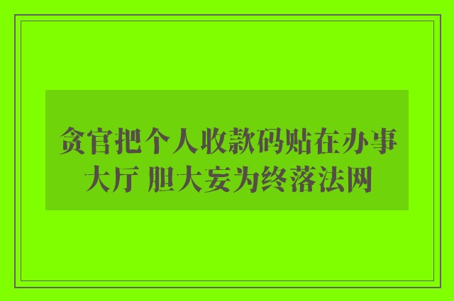 贪官把个人收款码贴在办事大厅 胆大妄为终落法网