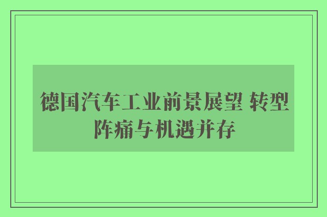 德国汽车工业前景展望 转型阵痛与机遇并存